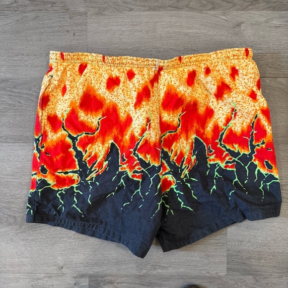 Members Only Vintage Men’s Swim Trunks Neon Lava Patten Size XL 100% Cotton 80s - Picture 4 of 6